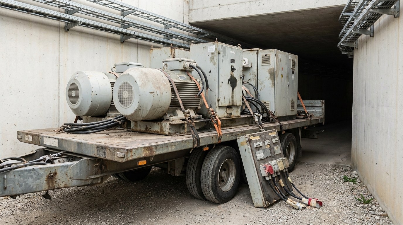 оборудование закреплено на трале к отправке